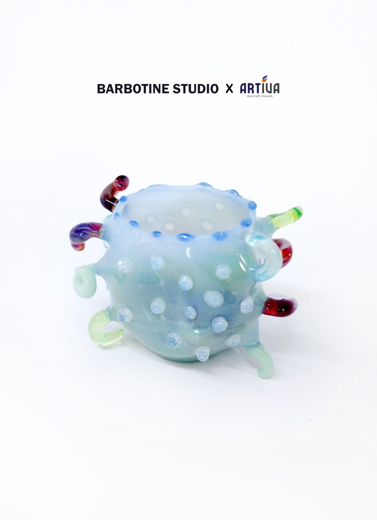 Tasse en verre artisanale - Bleu clair