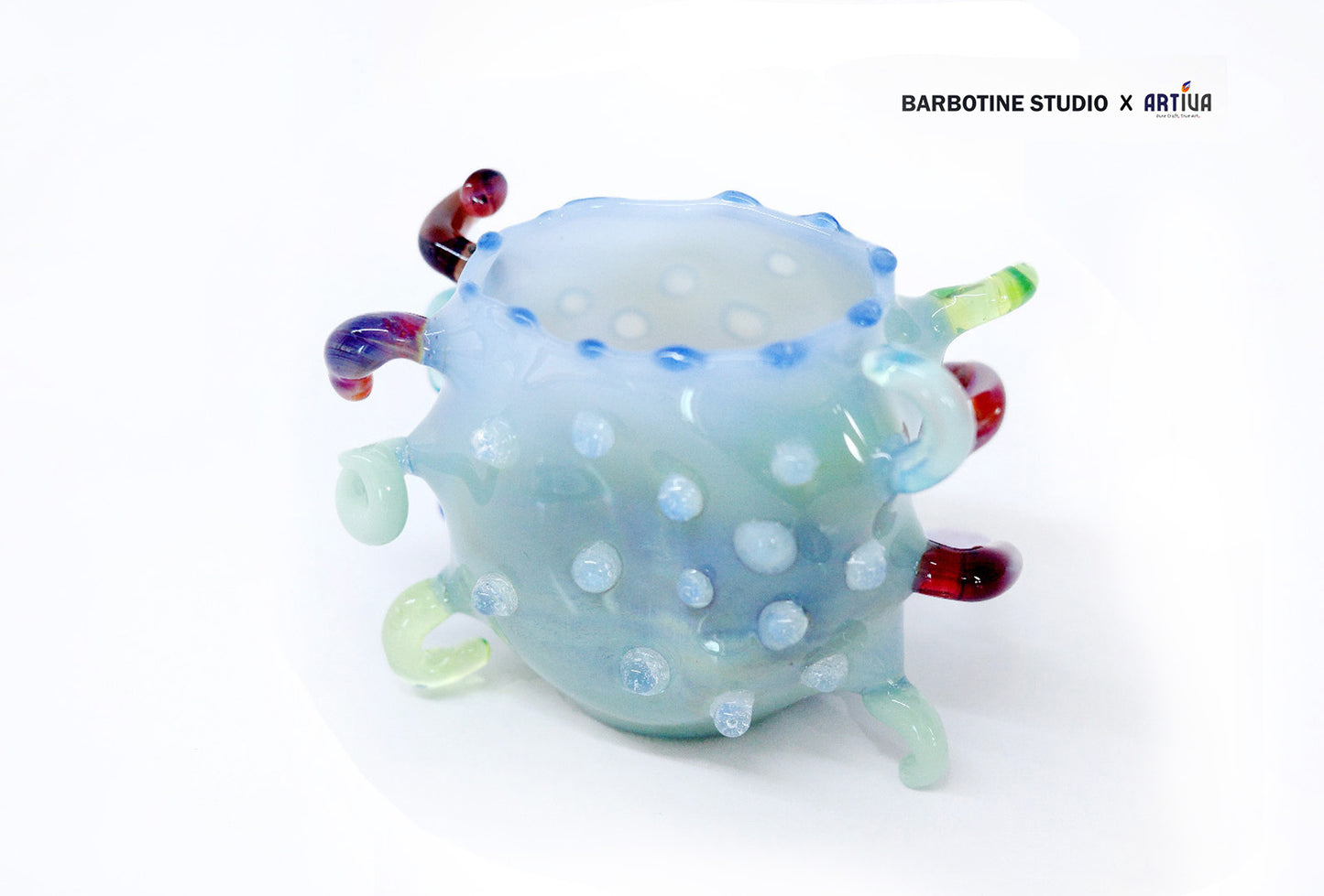 Tasse en verre artisanale - Bleu clair
