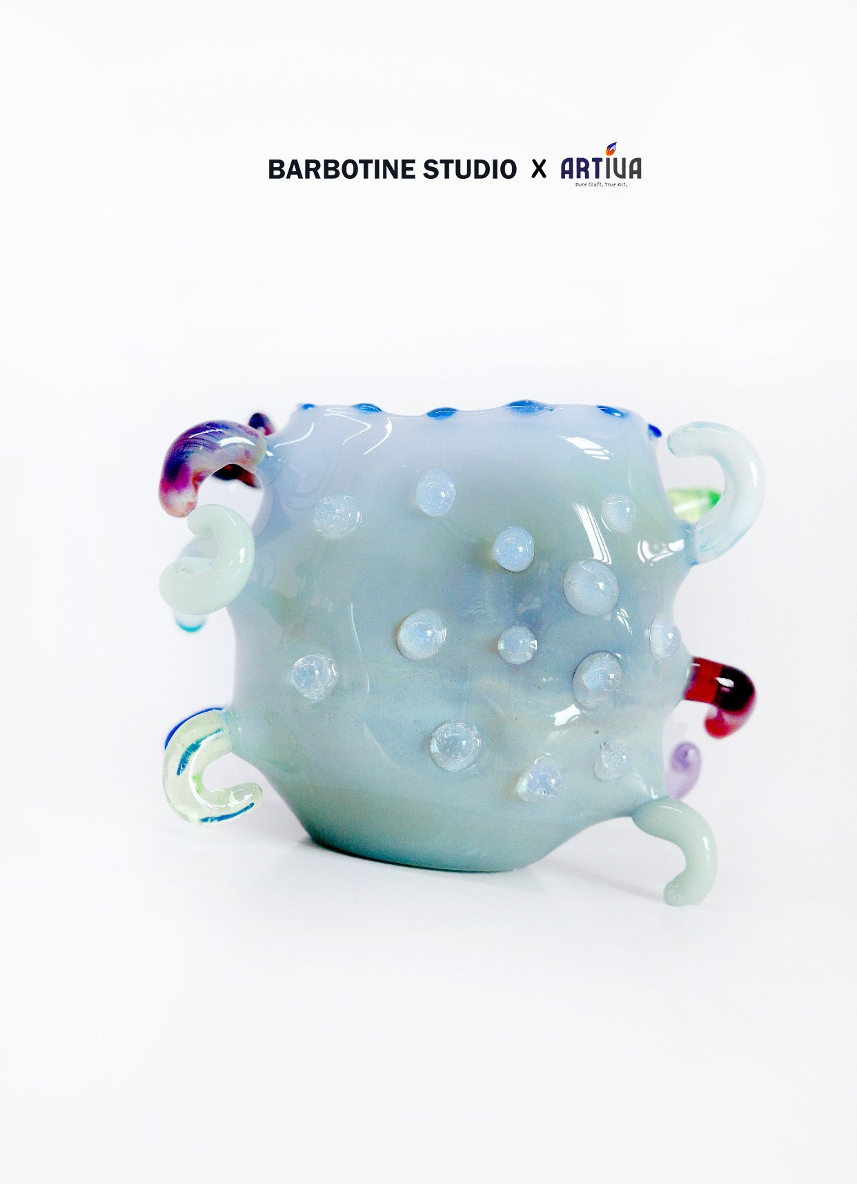Tasse en verre artisanale - Bleu clair