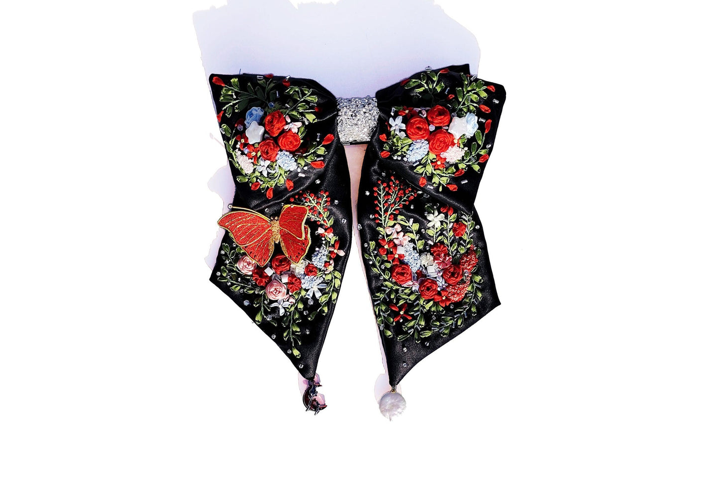 Barrette papillon noir faite à la main