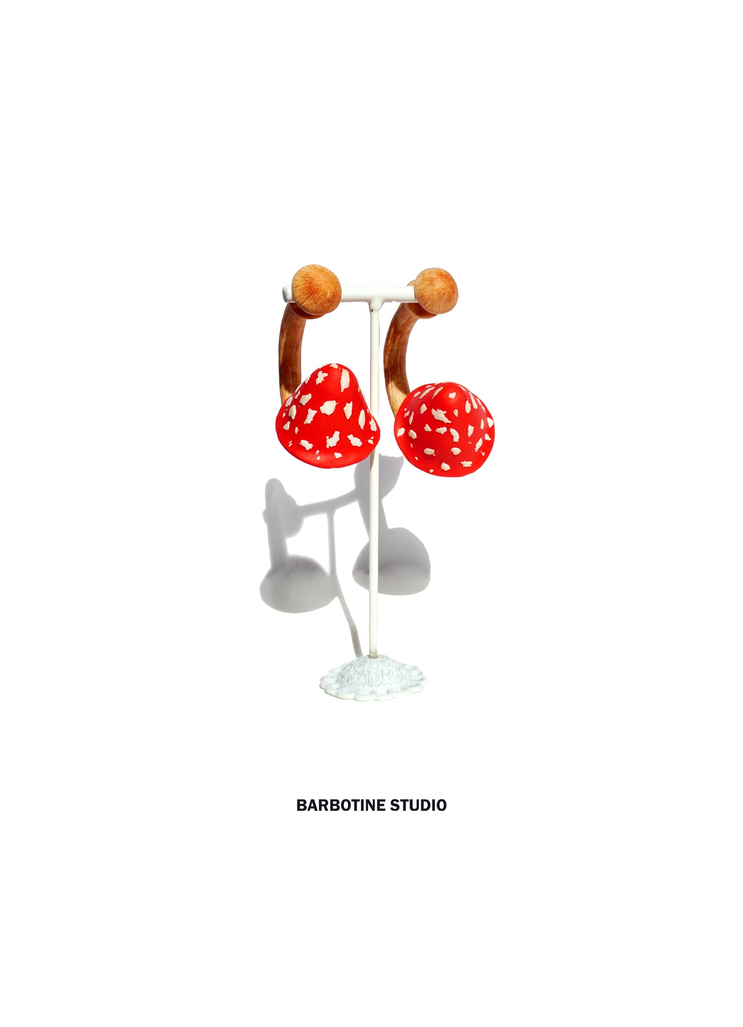 Boucles d'oreilles créoles - champignon rouge