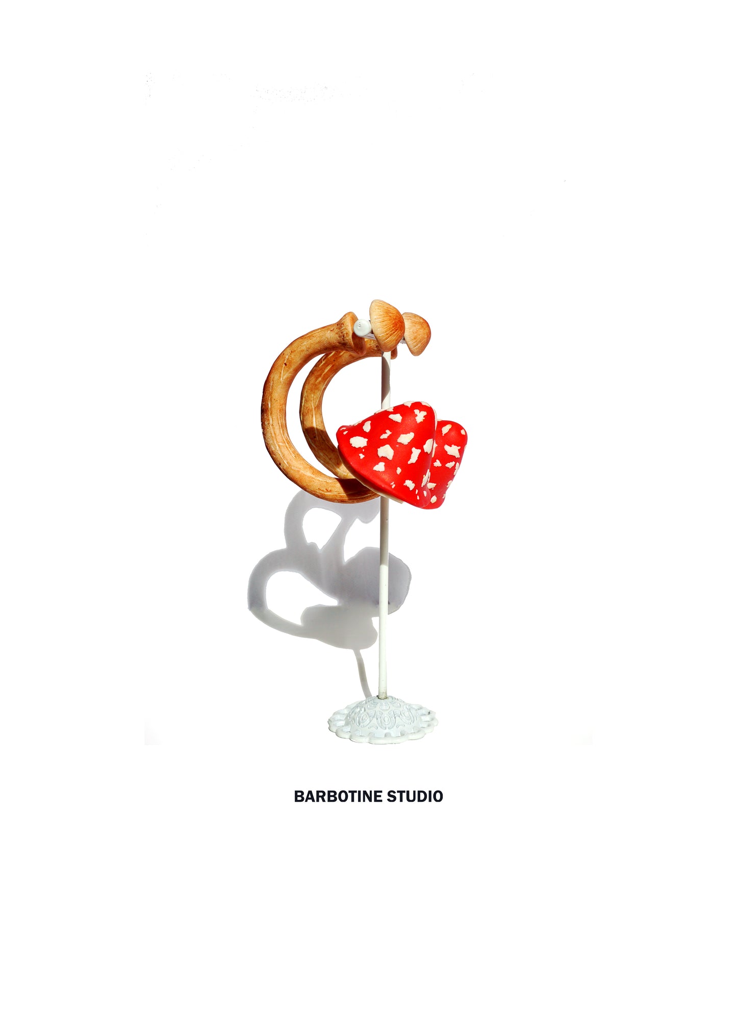 Boucles d'oreilles créoles - champignon rouge