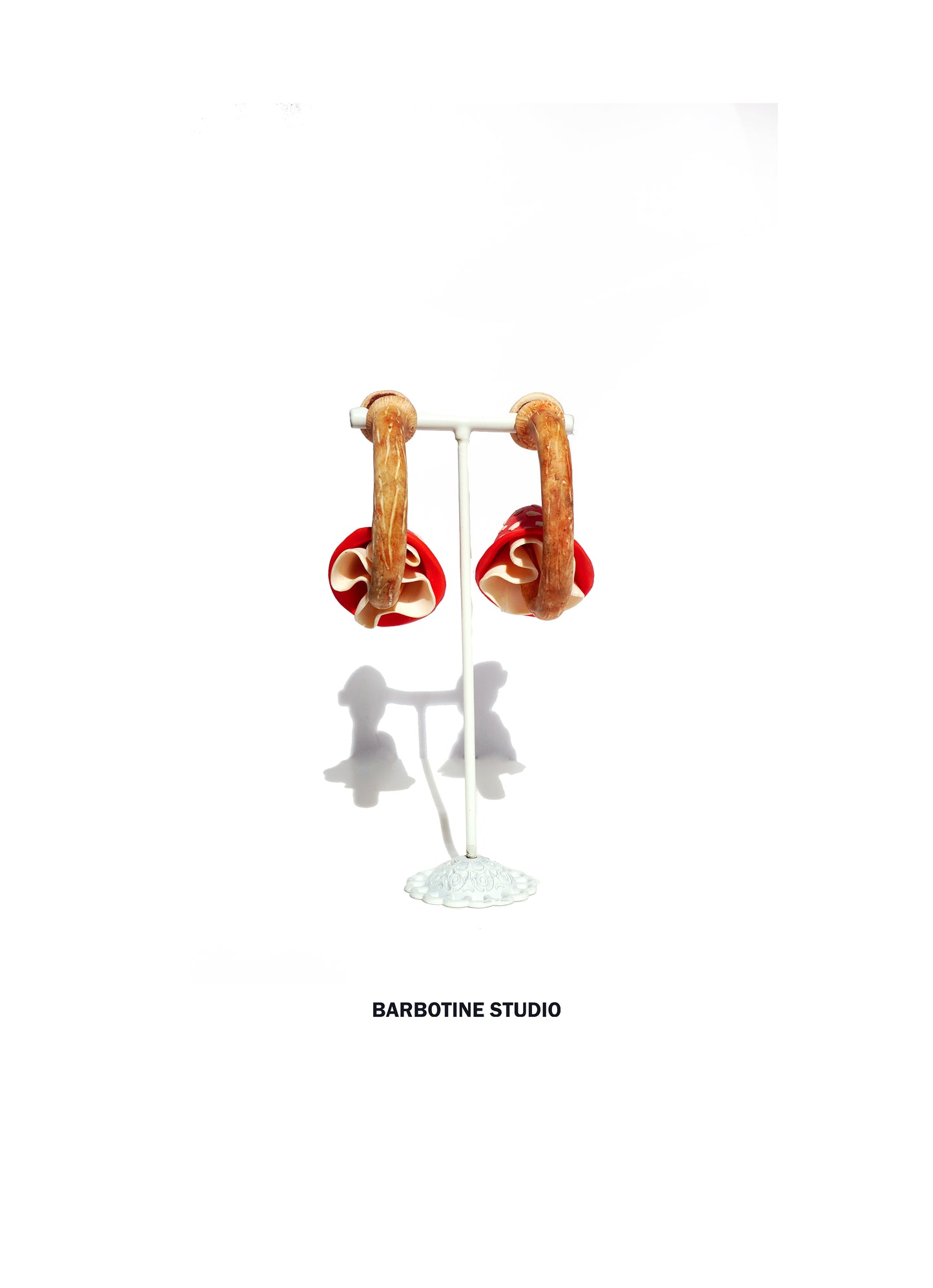 Boucles d'oreilles créoles - champignon rouge